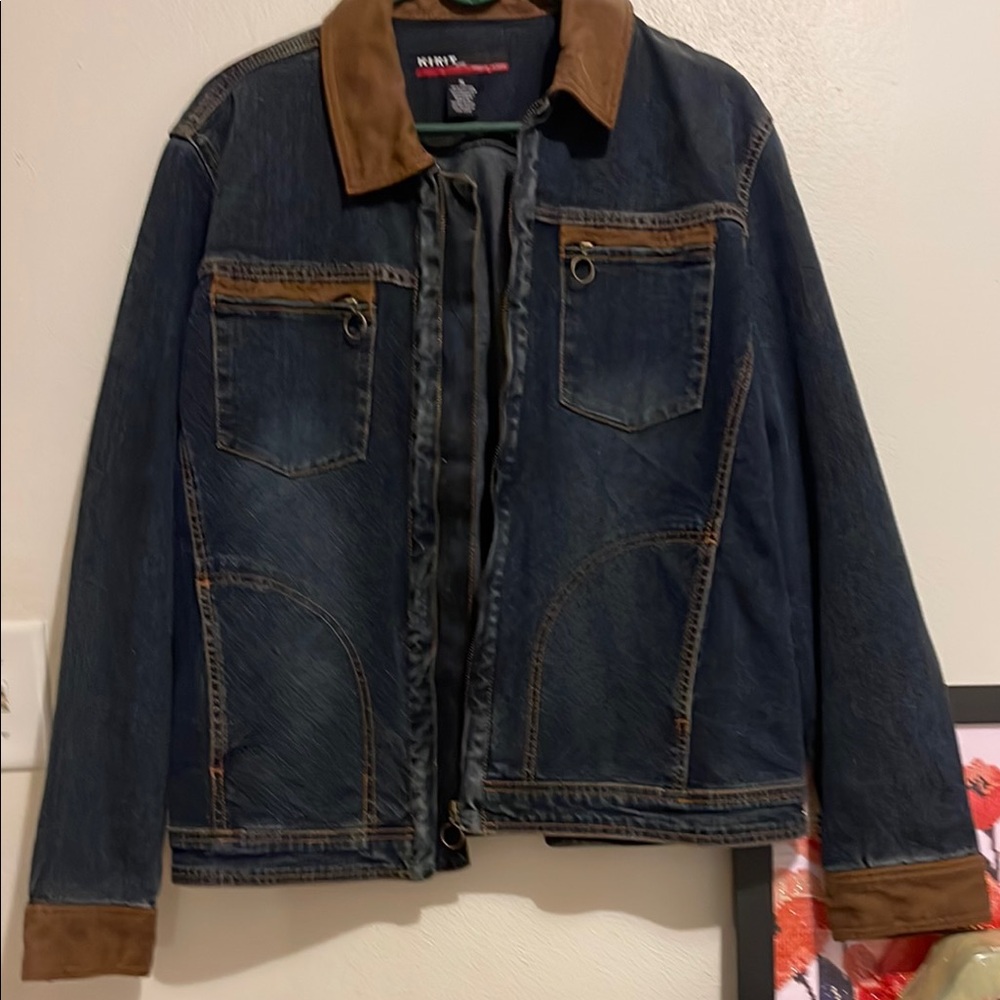 Womens  Denim Jacket with Brown Accents